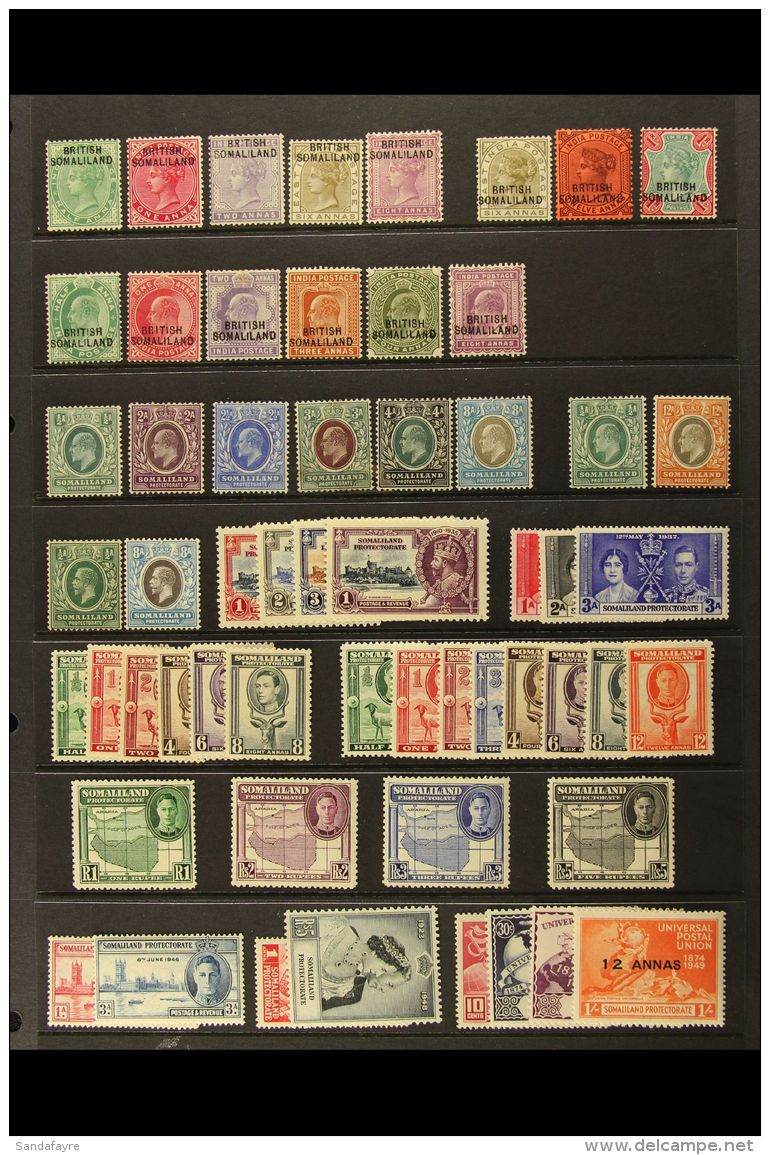 1903-60 ALL DIFFERENT FINE MINT COLLECTION  Includes 1903 Opts On India QV (at Top) To 8a, QV (at Bottom) To 1r,... - Somaliland (Protectorate ...-1959)
