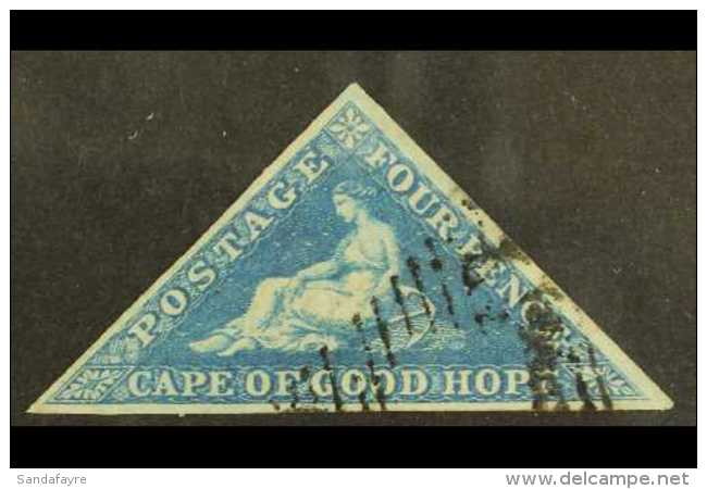 CAPE OF GOOD HOPE  1853 4a Blue On Slightly Blued Paper Triangular, SG 4a, Very Fine Used With 3 Margins Showing... - Sin Clasificación