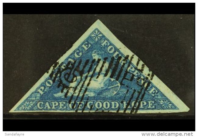 CAPE OF GOOD HOPE  1853 4d Blue Triangular On Slightly Blued Paper, SG 4a, Fine Used With Good To Huge Margins... - Sin Clasificación