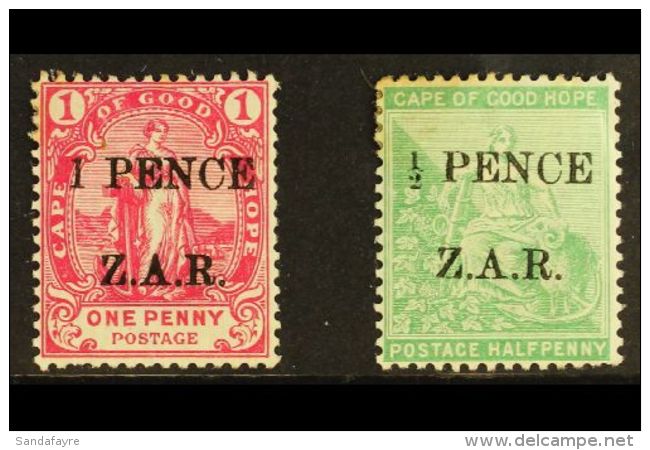 VRYBURG  1899 &frac12;d Green And 1d Rose Ovptd "ZAR", SG 1, 2, Good To Fine Mint, Some Tone Spots On &frac12;d.... - Non Classés