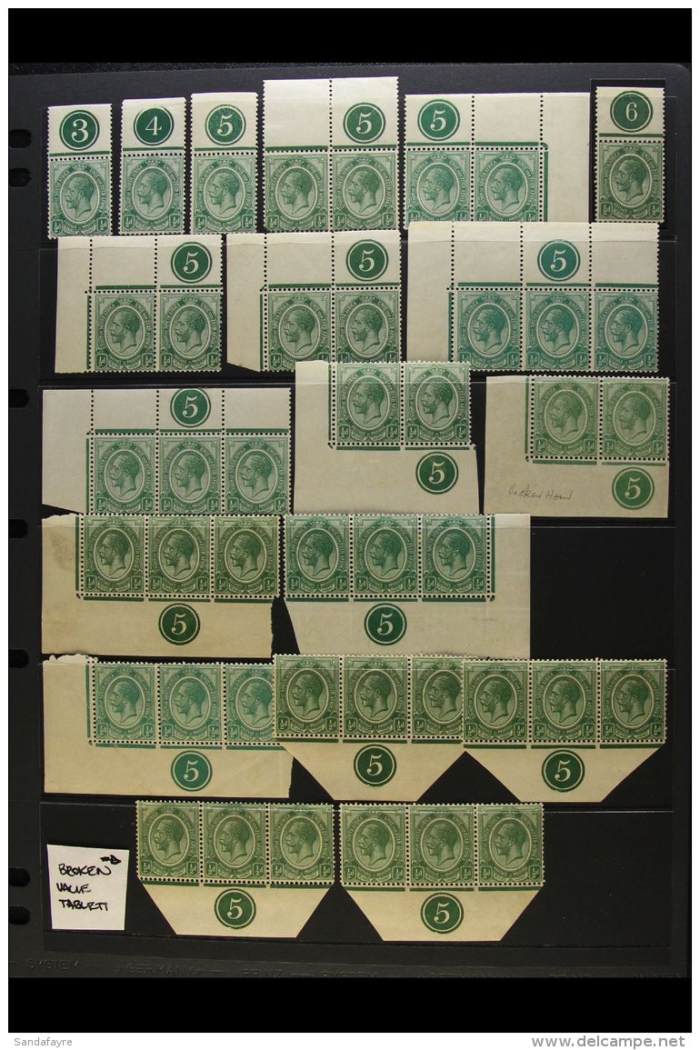 1913-24 KGV CONTROLS  &frac12;d Value In A Wide Range Of Shades, We See Singles Of Plate 3 &amp; 4, A Number Of... - Non Classés