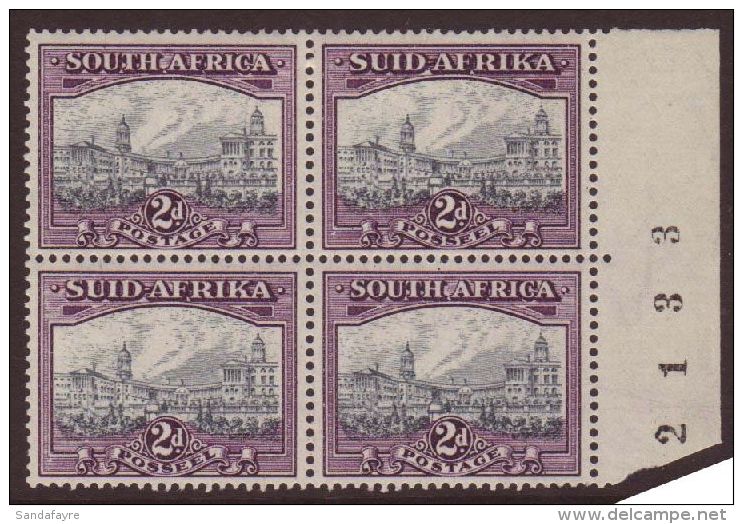 1933-48  2d Grey And Dull Purple, SG 58a, Very Fine Mint Marginal BLOCK OF FOUR With Sheet Number At Right. (2... - Sin Clasificación