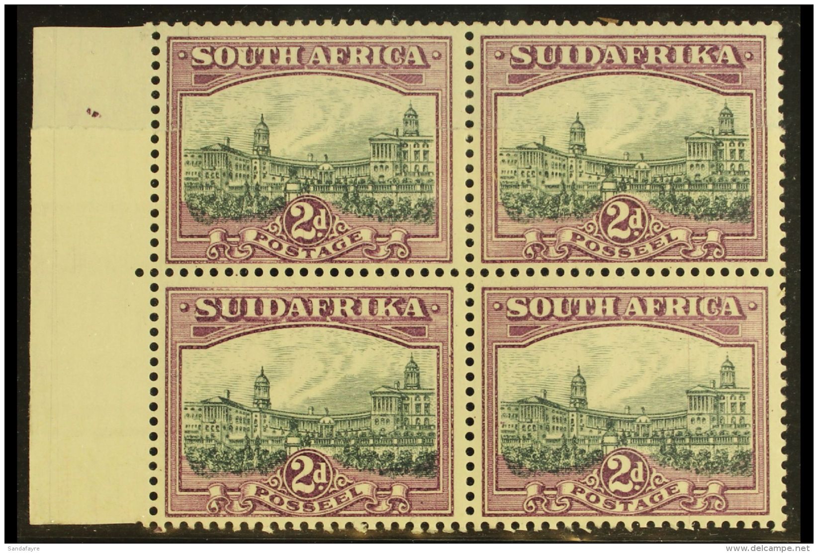 UNION VARIETY  1930-44 2d Slate-grey &amp; Lilac, Watermark Inverted, JOINED PAPER VARIETY In A Block Of 4 (join... - Non Classés