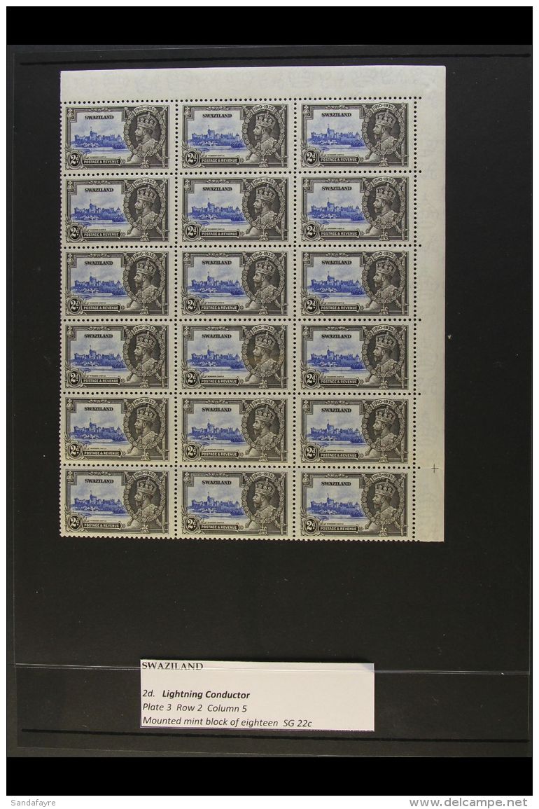 1935  2d Ultramarine And Grey-black Silver Jubilee With LIGHTNING CONDUCTOR Variety, SG 22c, In A Never Hinged... - Swasiland (...-1967)