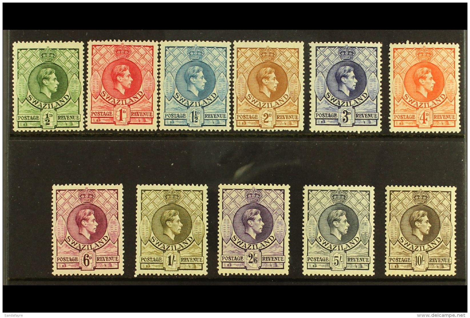 1938-54  KGVI Definitives Complete Basic Set, SG 28/38a, Never Hinged Mint. (11 Stamps) For More Images, Please... - Swaziland (...-1967)