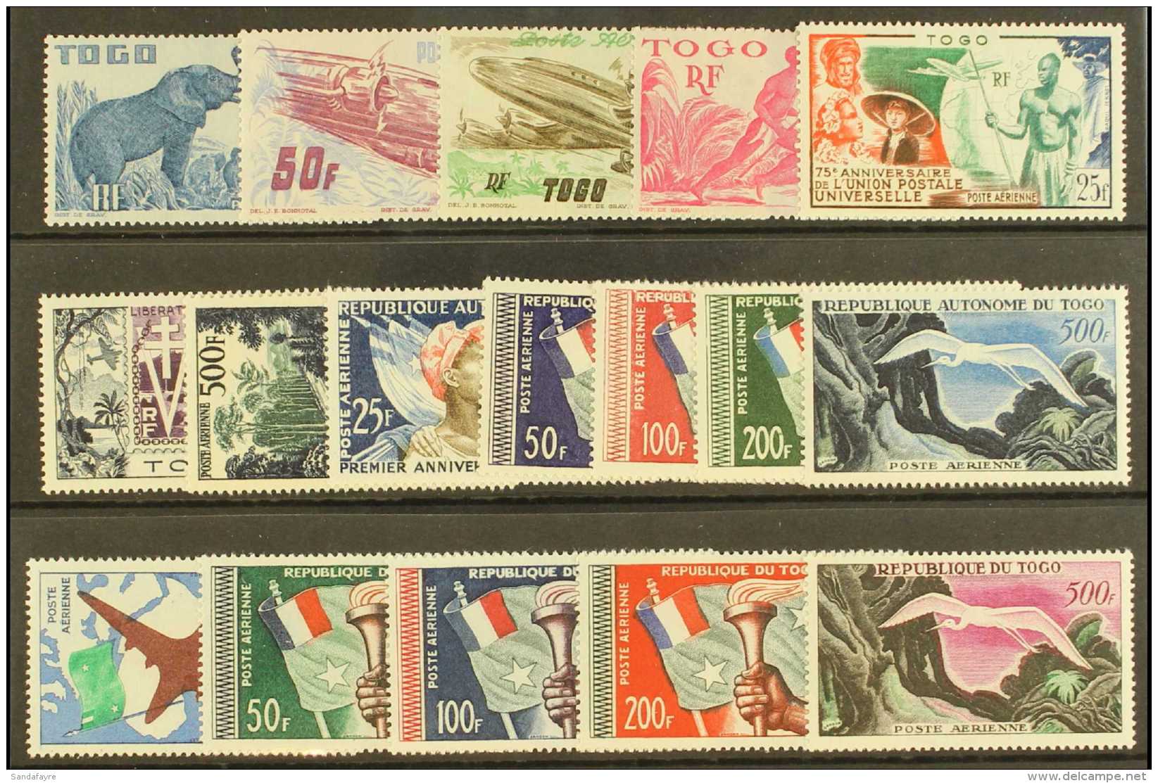 1947-59 AIR POST COLLECTION  An Attractive, Never Hinged Mint Complete Run, Yv 17/33, Lovely Condition (17... - Otros & Sin Clasificación