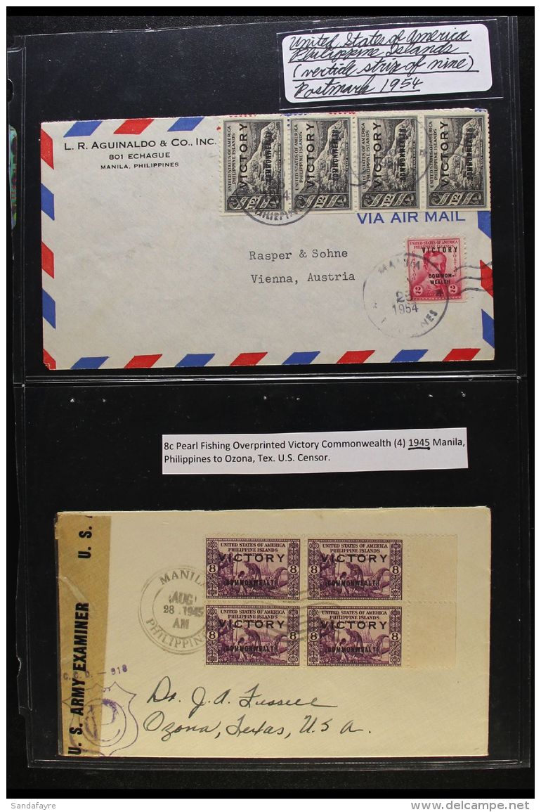 PHILIPPINES  1945 THE "VICTORY" OVERPRINTS ON COVERS. An Interesting Collection Of Covers With Multiple Frankings... - Otros & Sin Clasificación