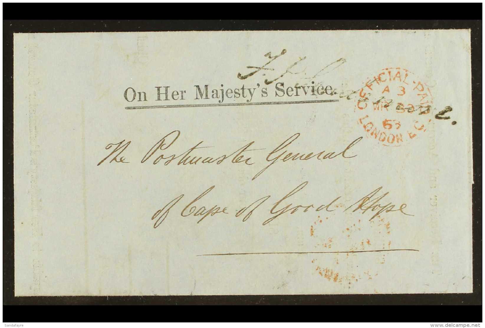 OFFICIAL MAIL - OHMS  1863 Stampless Entire To COGH Displaying Red 'Official Paid' Cds Together With 'Devonport'... - Autres & Non Classés