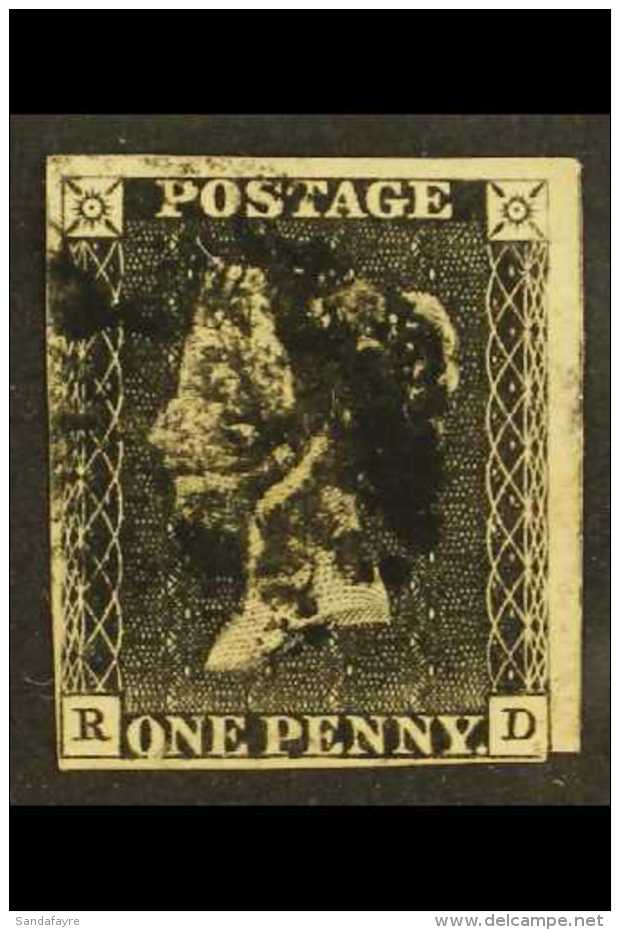 1840  1d Grey-black, "R D" Plate 10, SG 3, Used With MX In Black, Almost Four Margins, Tiny Nick Letter Square At... - Sin Clasificación