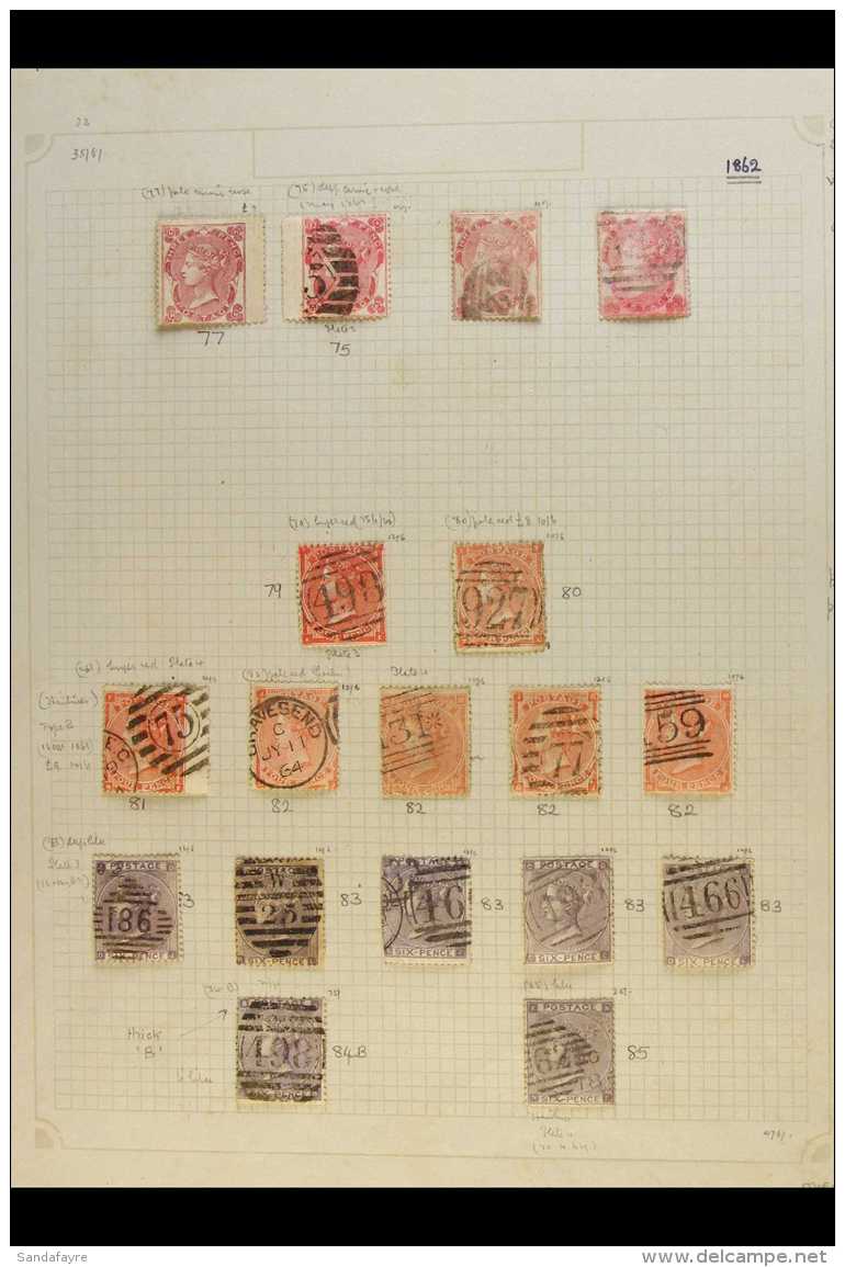 1862-62 SMALL WHITE CORNER LETTERS  (SG 75/90) Chiefly Used Collection On Pages. Comprises 3d (4, Including An... - Otros & Sin Clasificación