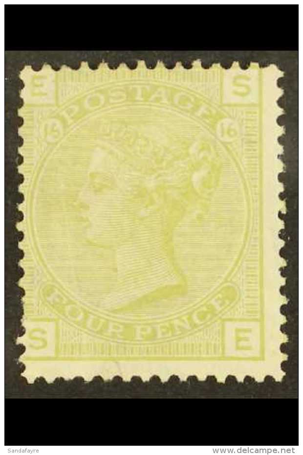 1873-80  4d Sage-green, Plate 16, Wmk Garter, SG 153, Unused, Cat.&pound;1400. For More Images, Please Visit... - Otros & Sin Clasificación
