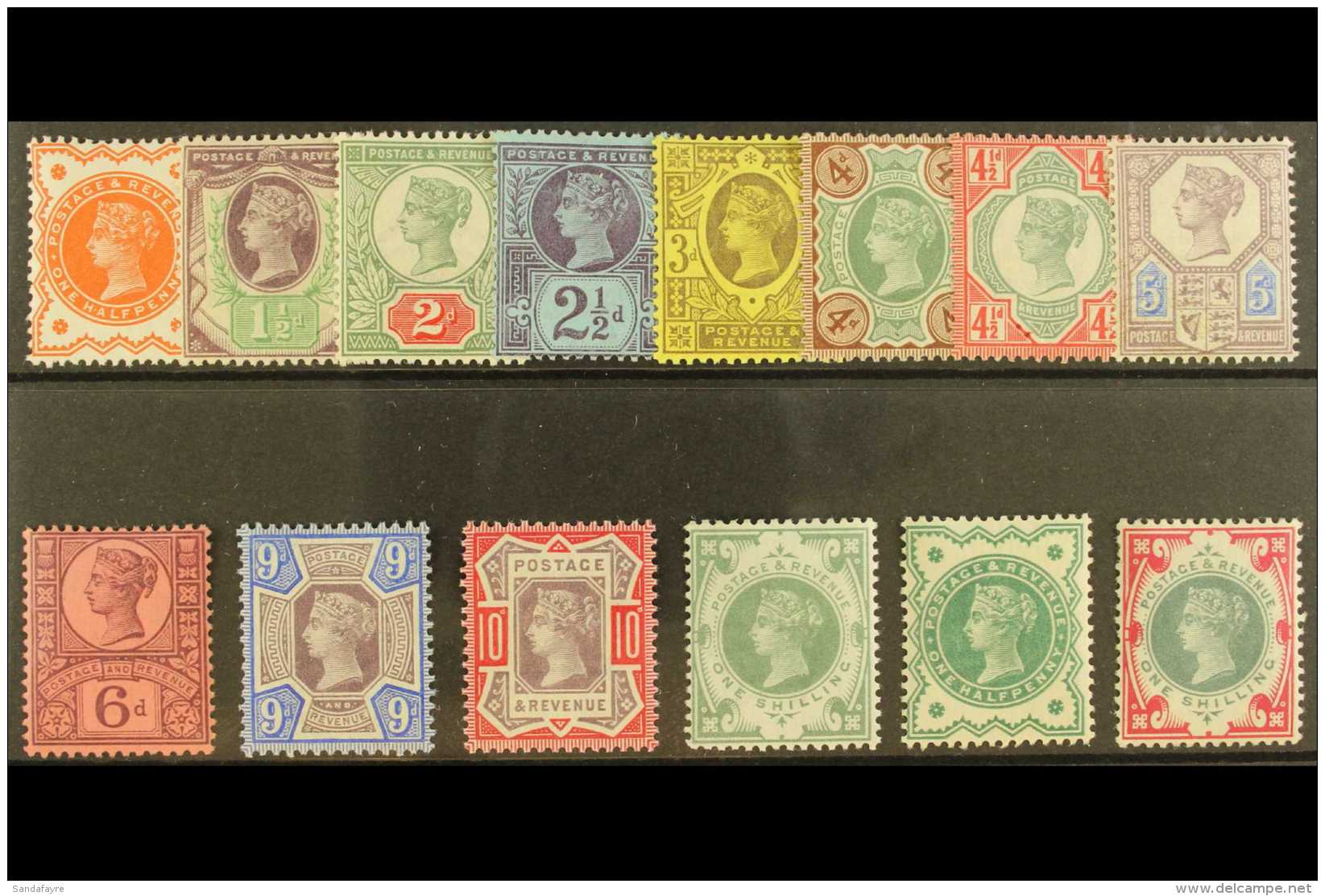 1887-00  Jubilee Set Complete, SG 197-214, Lightly Hinged Mint. Fresh &amp; Attractive (14 Stamps) For More... - Otros & Sin Clasificación