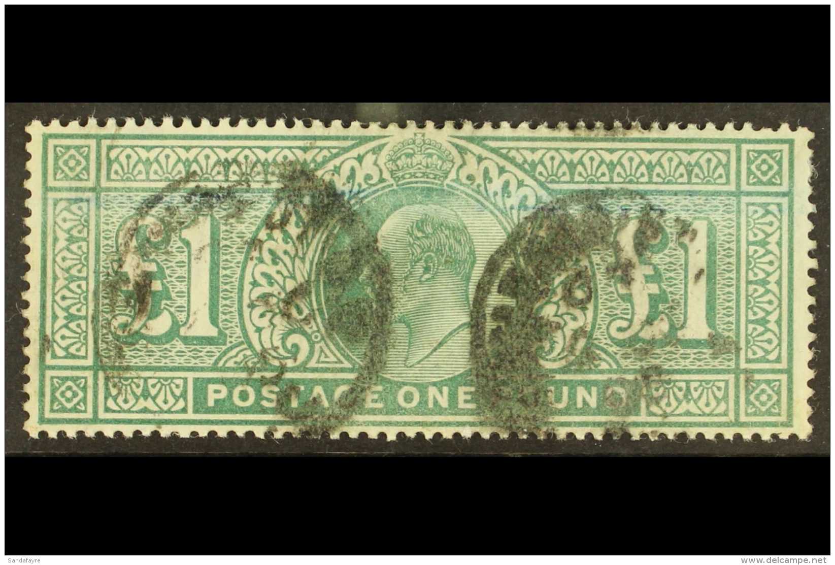 1902-10  &pound;1 Dull Blue-green, SG 266, Good Used, One Shortish Perf And Very Light Blue Crayon Mark.  For... - Non Classés