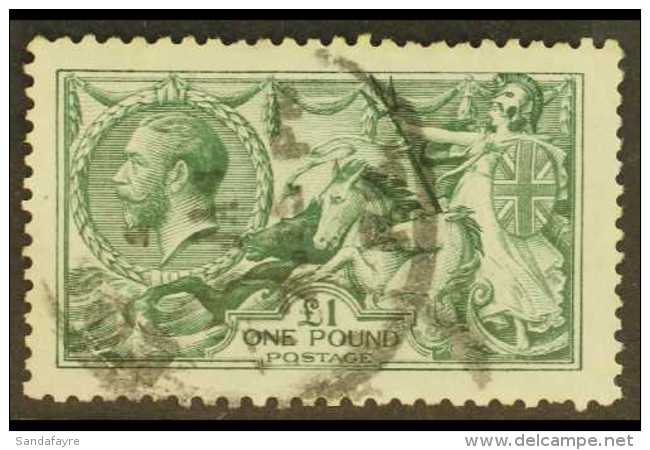 1913  &pound;1 Dull Blue Green, Waterlow Seahorse, SG 404, Fine Used, Well Centered With Neat Cds Cancel. For... - Sin Clasificación
