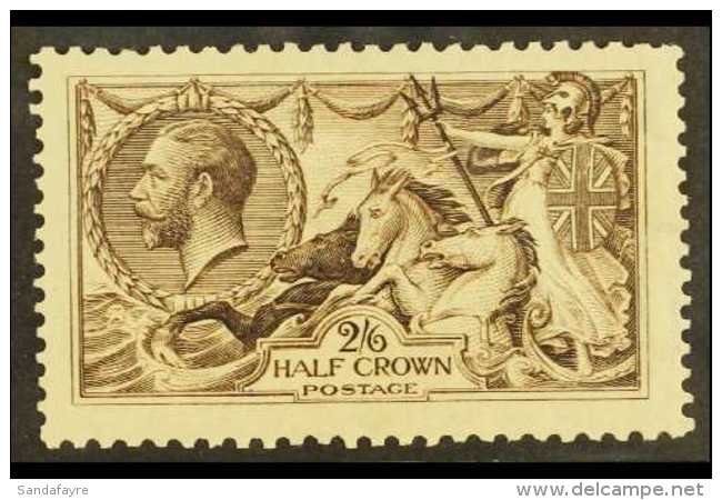 1913  2s6d Sepia- Brown Waterlow Seahorse, SG 400, Lightly Hinged Mint &amp; Well- Centered, Slightly Trimmed... - Non Classés