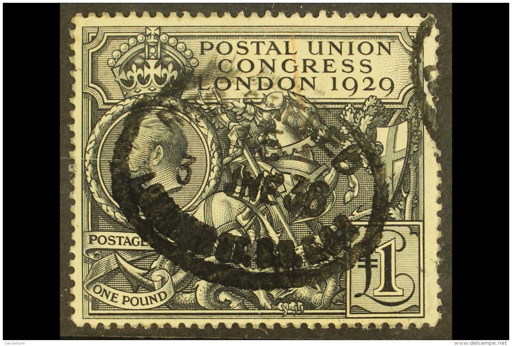 1929  &pound;1 Black, "P.U.C. Pound" SG 438, Couple Of Blunt Perfs At Right, Otherwise Good Used. For More... - Non Classés