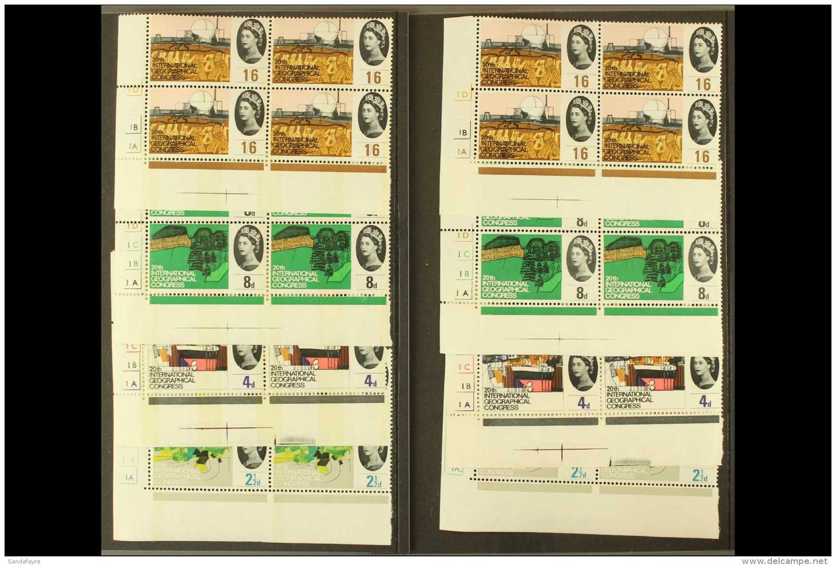 1964  Geographical Congress Ordinary &amp; Phosphor Cylinder Blocks Of 4 Sets, SG 651/654 &amp; SG 651p/54p.... - Autres & Non Classés