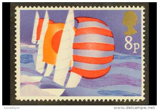 1975 MISSING COLOUR VARIETY.  8p Sailing With BLACK OMITTED Variety, SG 981a, Very Fine Never Hinged Mint, Fresh.... - Autres & Non Classés