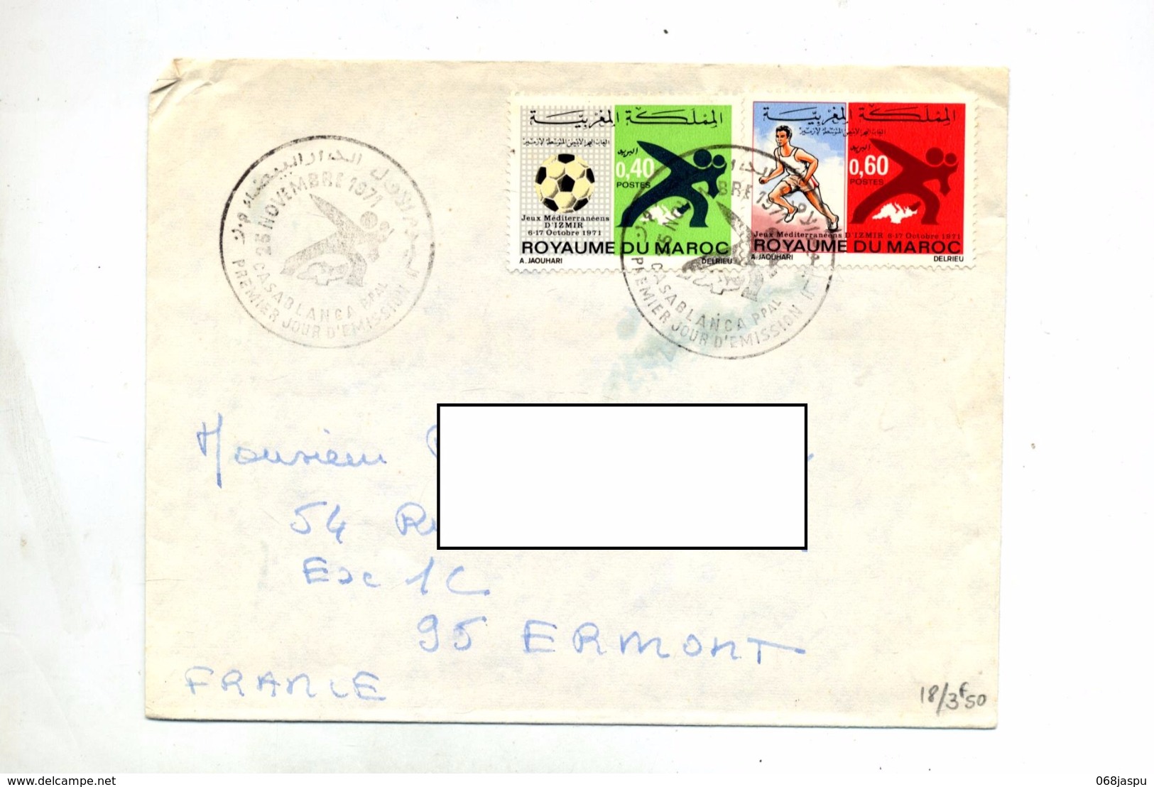 Lettre Fdc 1971 Jeu Mediterranee Football Course - Marokko (1956-...)