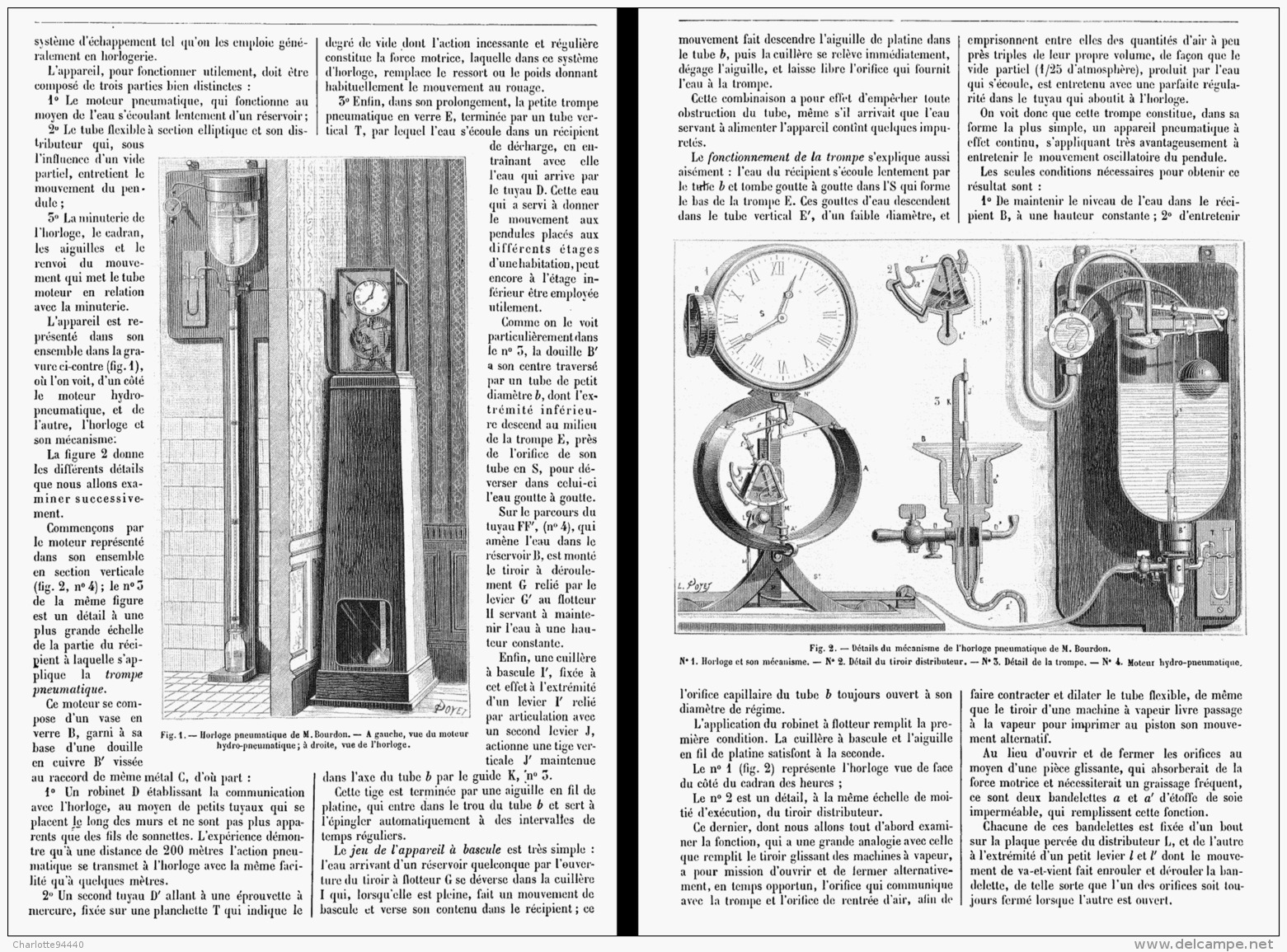 HORLOGE à MOTEUR HYDRO-PNEUMATIQUE De M. BOURDON  1882 - Autres & Non Classés