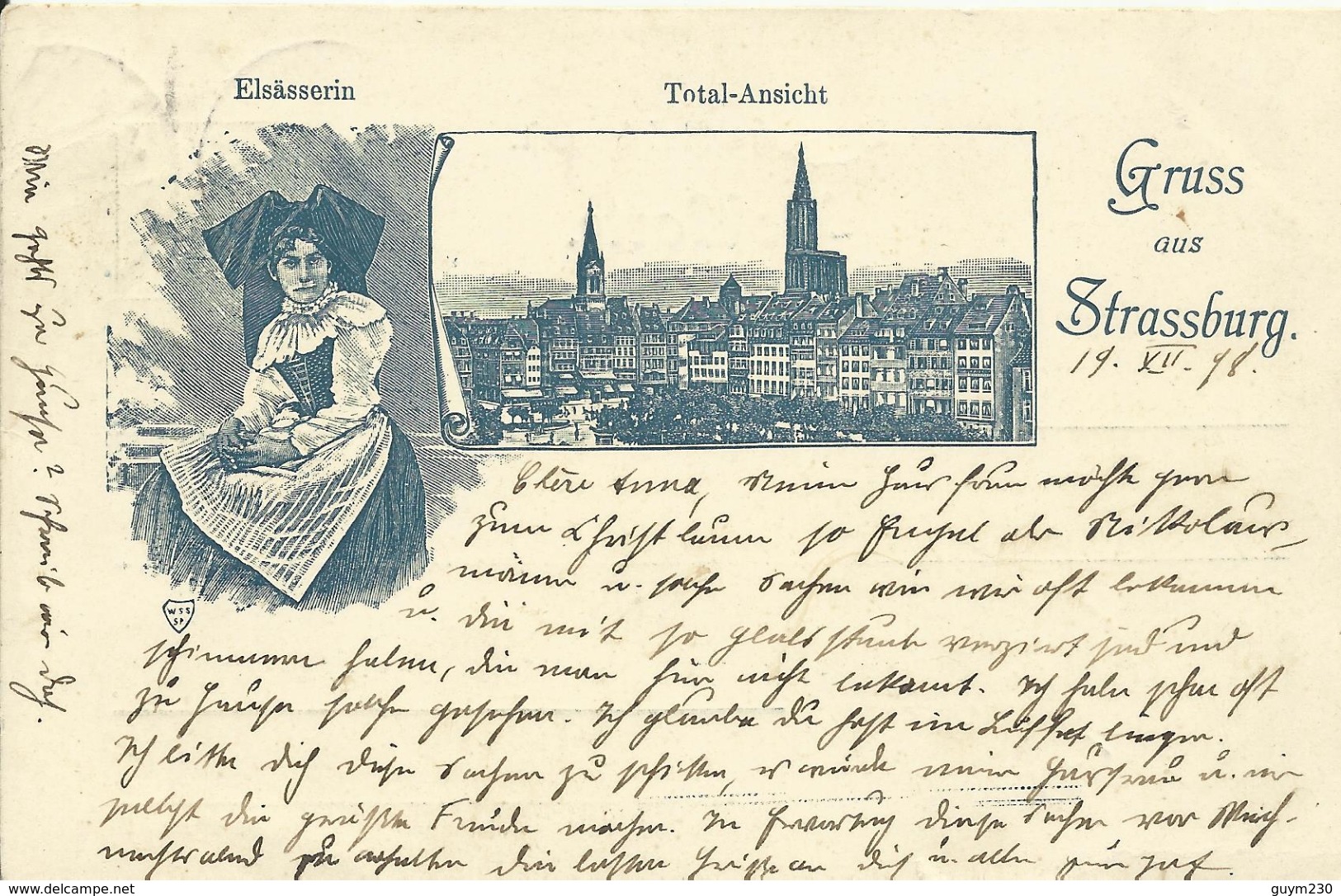 Gruss Aus STRASSBURG ( Elsässerin- Total Ansicht) Pionnière 1898 - Strasbourg