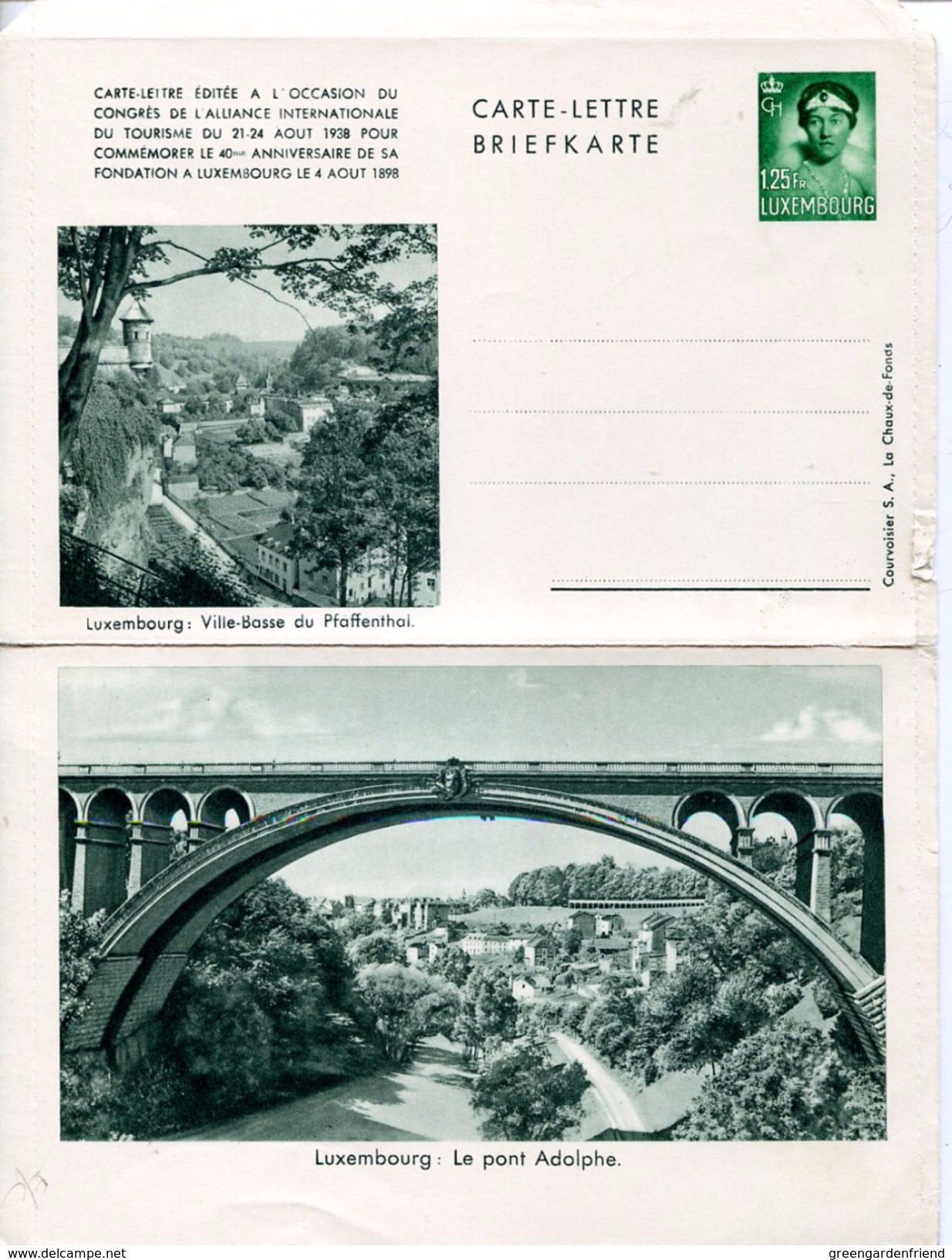 21846 Luxembourg, Entier 1,25 Fr. Carte-lettre Briefkarte Ville Basse Du Pofaffenthal Le Pont Adolphe - Entiers Postaux