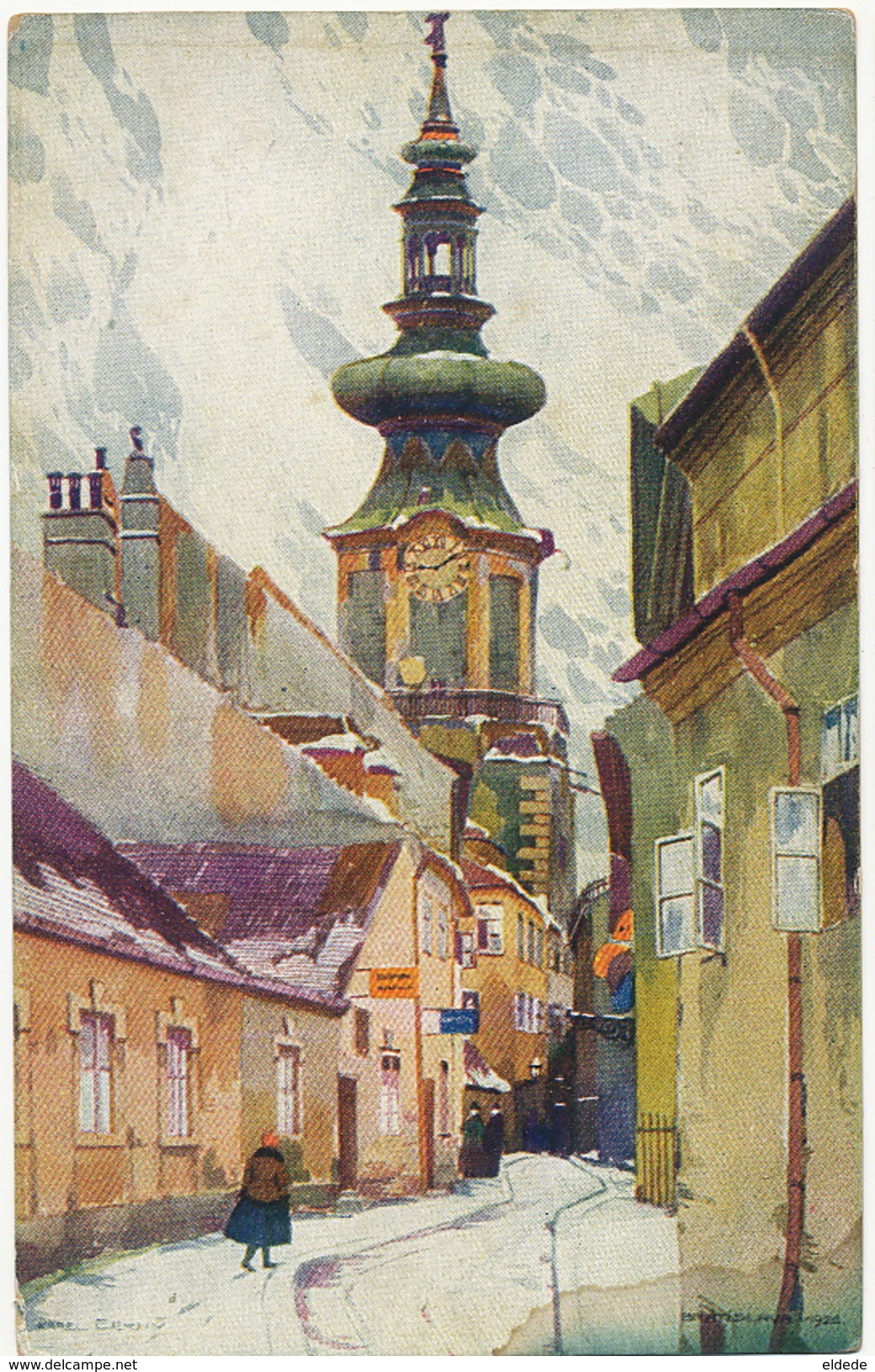 Bratislava Art Card By K. Cerny  Bastova Ulica Spot At The Bottom - Slovaquie