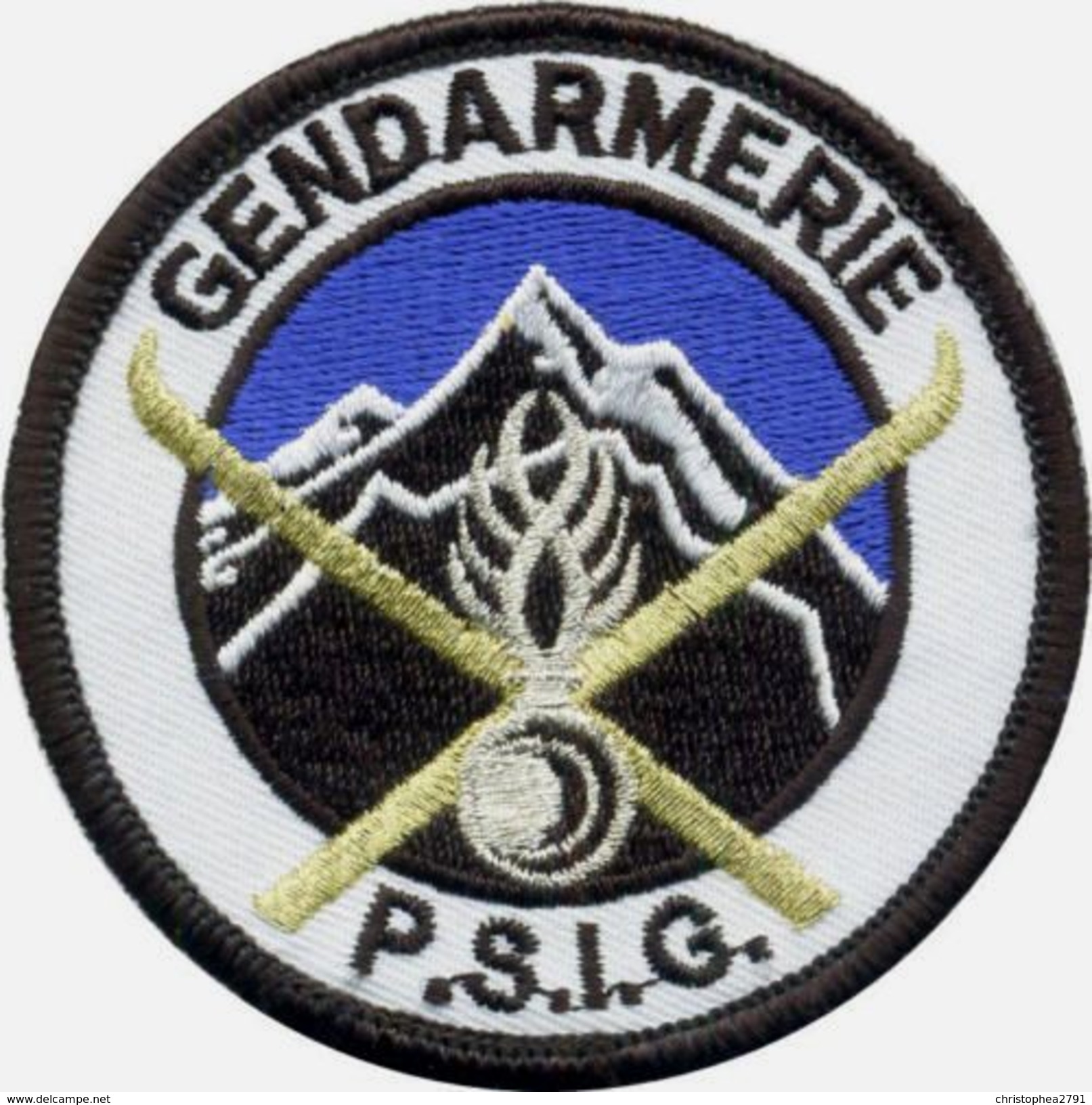 INSIGNE TISSUS PATCH GENDARMERIE NATIONALE PSIG MONTAGNE (GRENADE ARGENTEE) SUR VELCROS ETAT EXCELLENT - Police & Gendarmerie