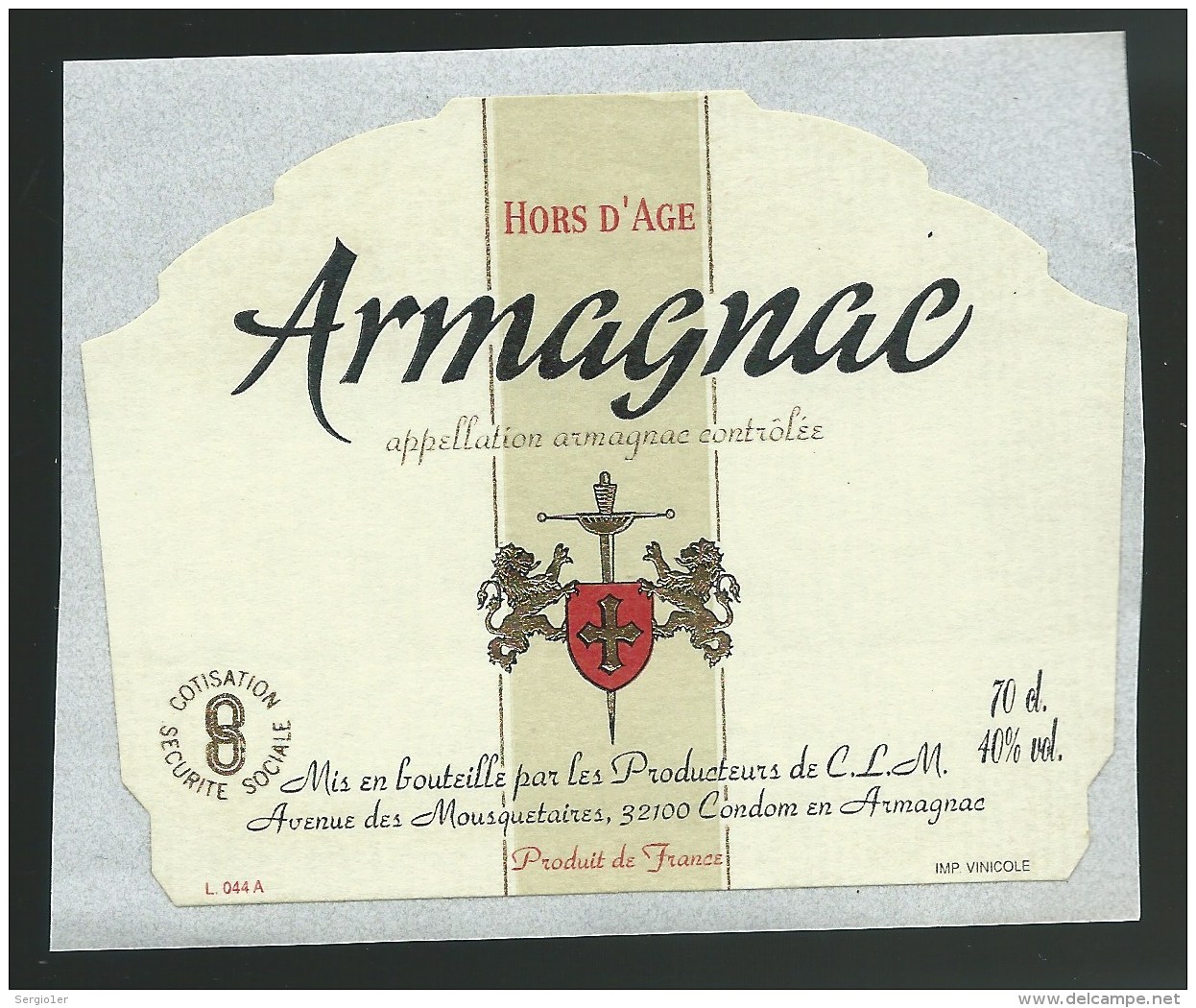 Etiquette Armagnac   Hors D4age   Condom En Armagnac 32 - Alcoholes Y Licores