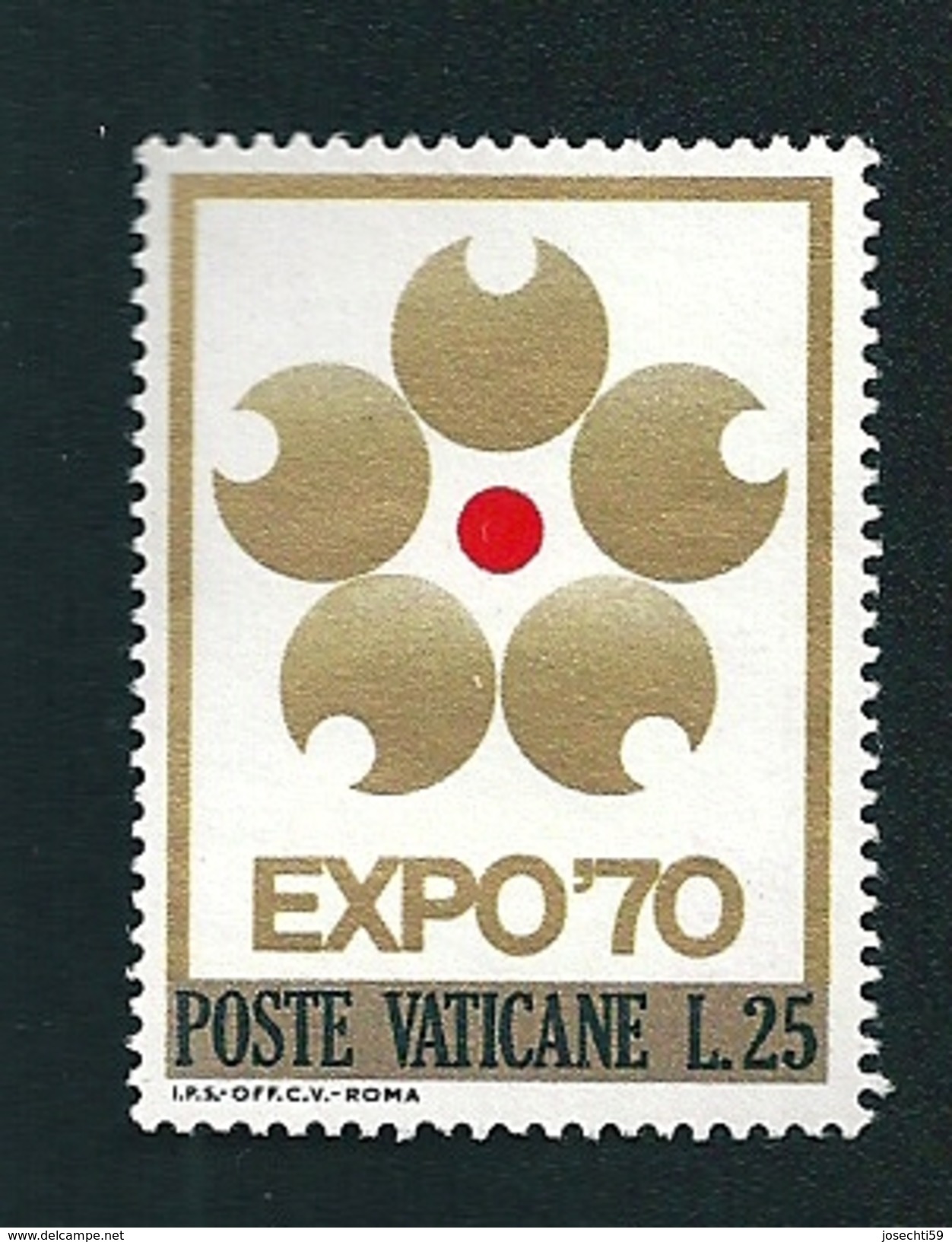 N°  497 Expo Universelle D'Osaka   Timbre Vatican (1970) Oblitéré  25 L - Oblitérés