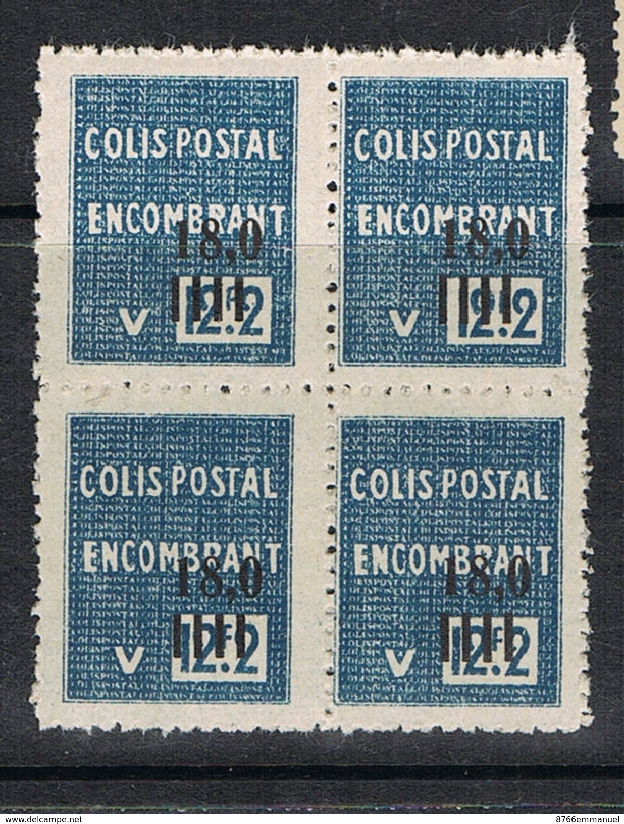 ALGERIE COLIS POSTAL N°150 N** EN BLOC DE 4, Variété Sans Surcharge - Colis Postaux