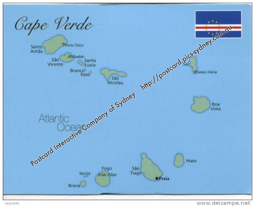 Carte Géographique Des Iles Du Cap Vert  - Map Postcard Of Cape Verde Island - Cape Verde