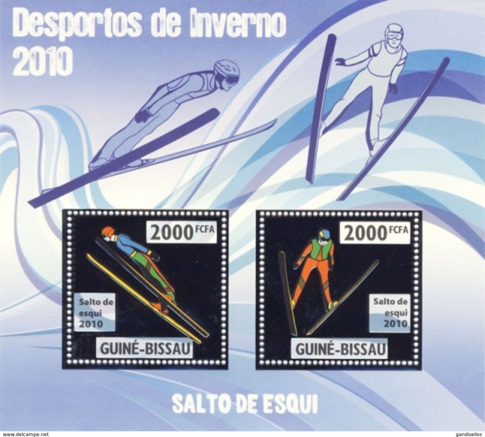 GUINE BISSAU 2010 SHEET WINTER SPORTS OLYMPIC GAMES JEUX DE HIVER SKY JUMPING DESPORTOS Gb10201a Silver - Guinea-Bissau