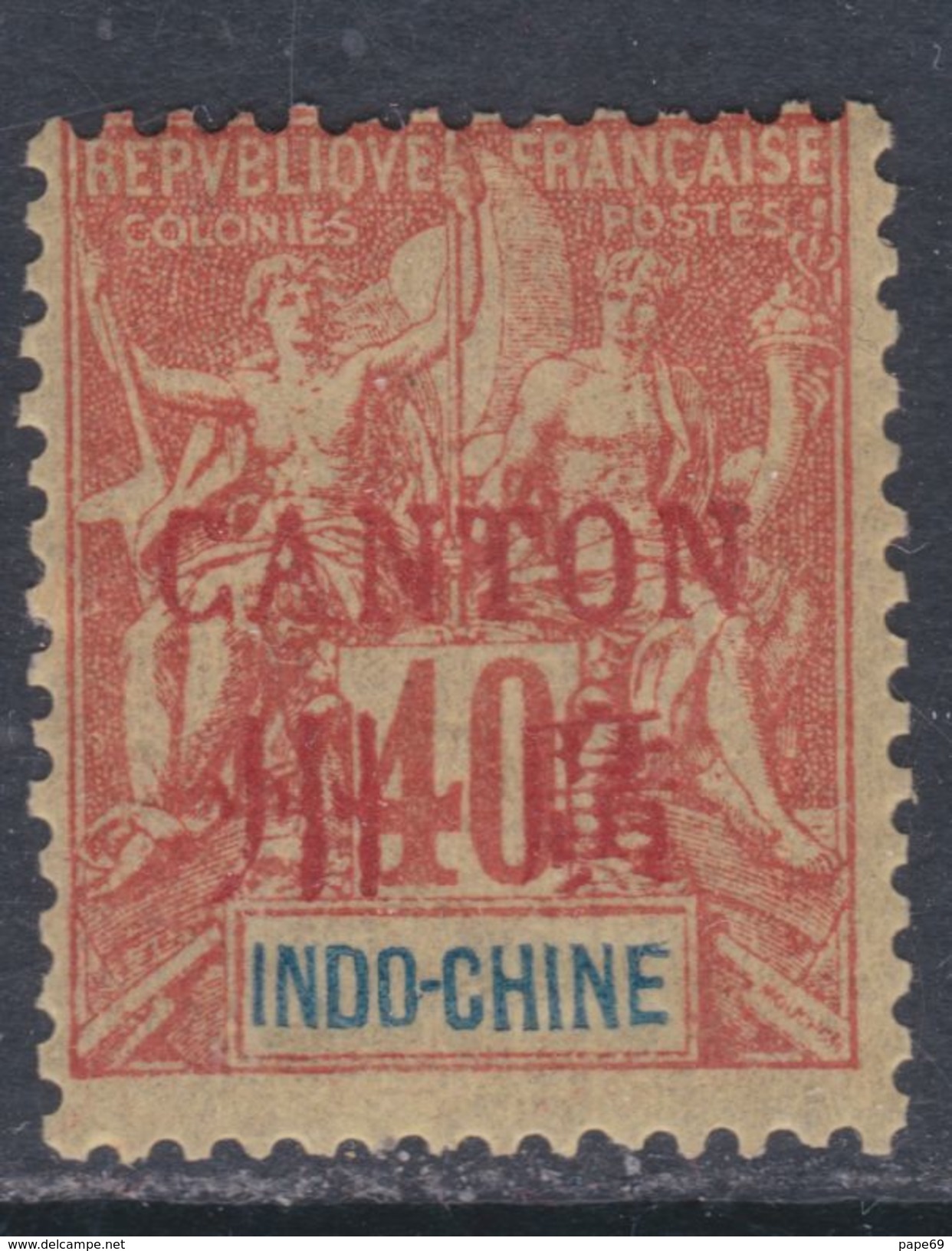 Canton N° 12  X Surcharge Carmin : 40 C. Rouge-orange Trace De Charnière Sinon TB - Other & Unclassified