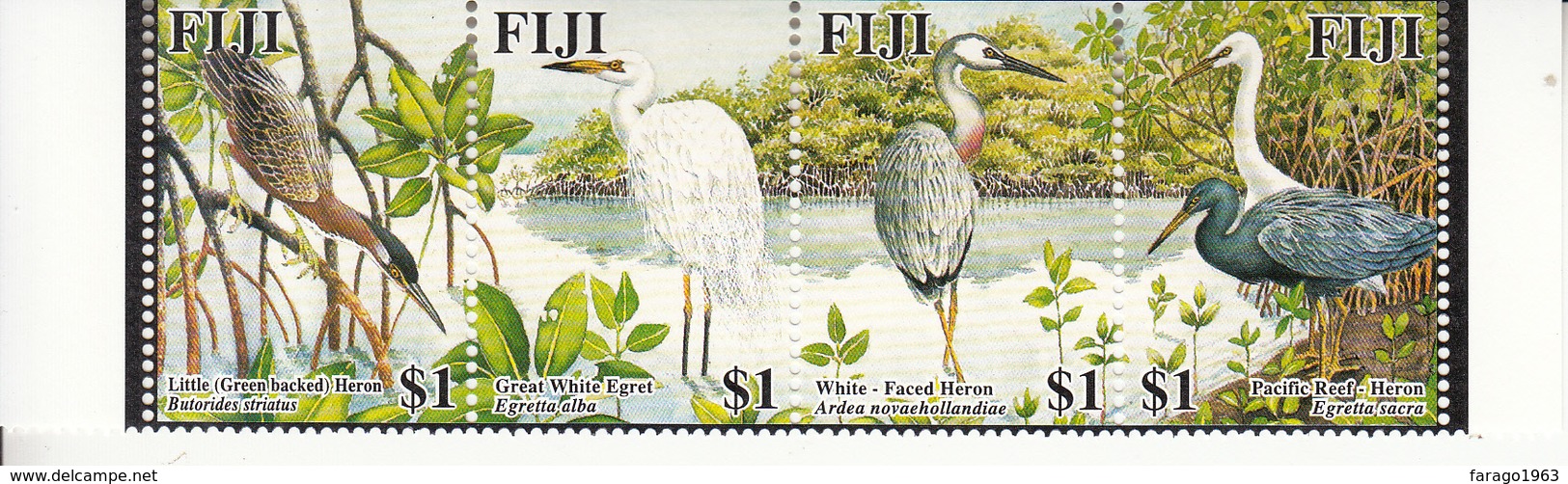 2005 Fiji Herons & Egrets Flora & Fauna Birds Complete Strip Of 4 MNH - Fiji (1970-...)