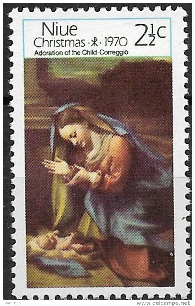 NIUE 1970 Christmas - 21/2c Adoration Of The Child (Corregio) MH - Niue