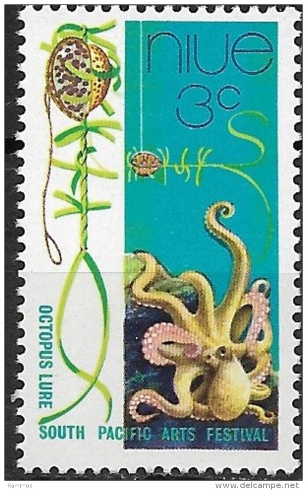 NIUE 1972 South Pacific Arts Festival, Fiji - 3c Octopus Lure MH - Niue