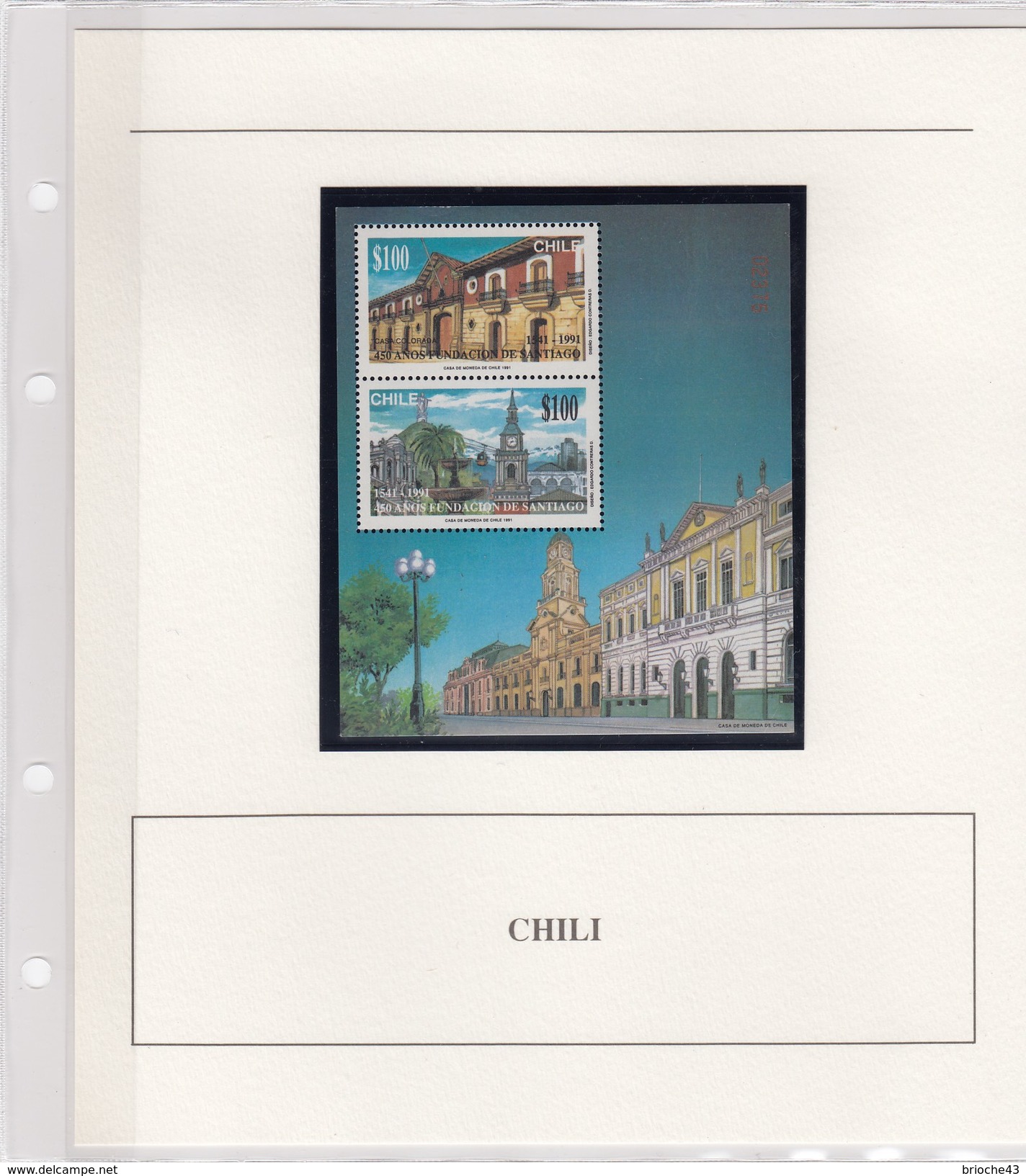 CHILI - CHILE - BLOC 1991 450 ANOS FUNDACION DE SANTIAGO - CASA DE MONEDA -  MNH**  AVEC COMMENTAIRES / TBS - Chile