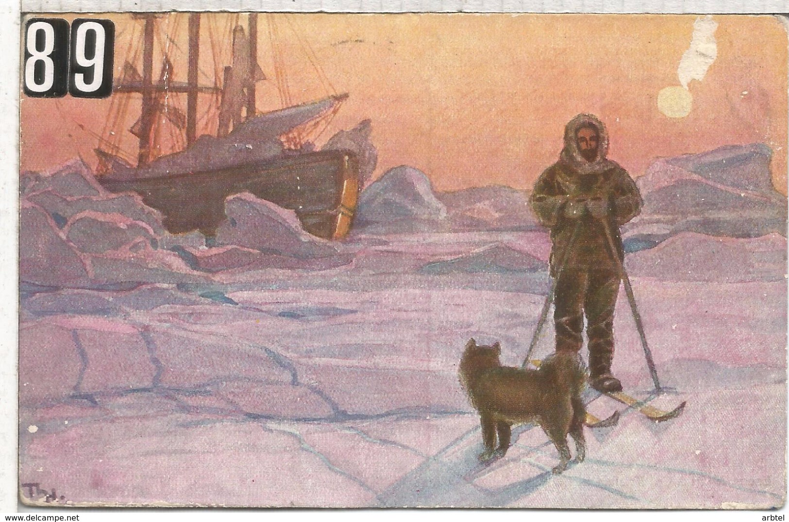 Noruega Expedicion Polar Amundsen Buque Fram Tarjeta Con Matasellos De La Expedicion Al Polo Norte - Expéditions Arctiques