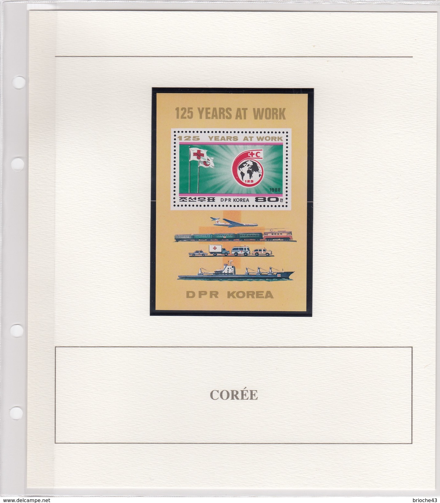 COREE - DPR OF KOREA  - BLOC 1988 125e ANNIVERSAIRE +ROUGE- 125 YEARS AT WORK  -  MNH**  AVEC COMMENTAIRES / TBS - Korea (Nord-)