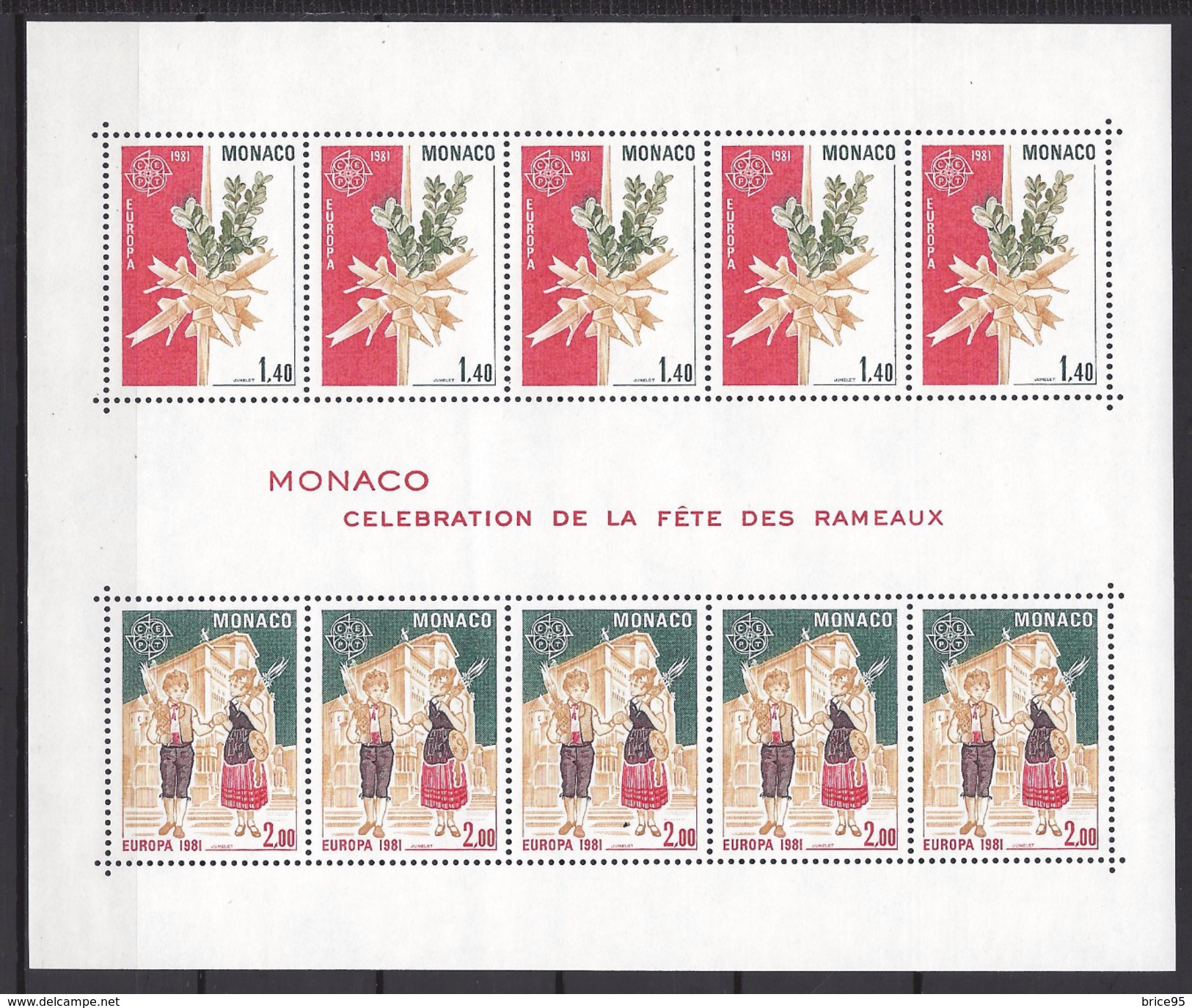 Monaco Bloc N° 19 ** Europa 1981 Célébration De La Fête Des Rameaux - Blokken