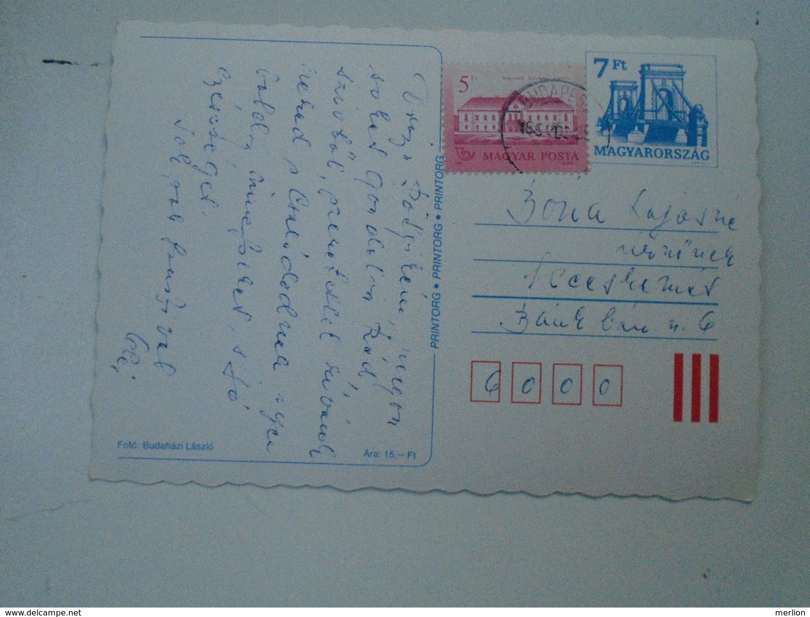 D149794 HUNGARY-Entier Postal Stationery -  Blue Bridge Stamp  7  Ft   Printorg - Easter - Ganzsachen