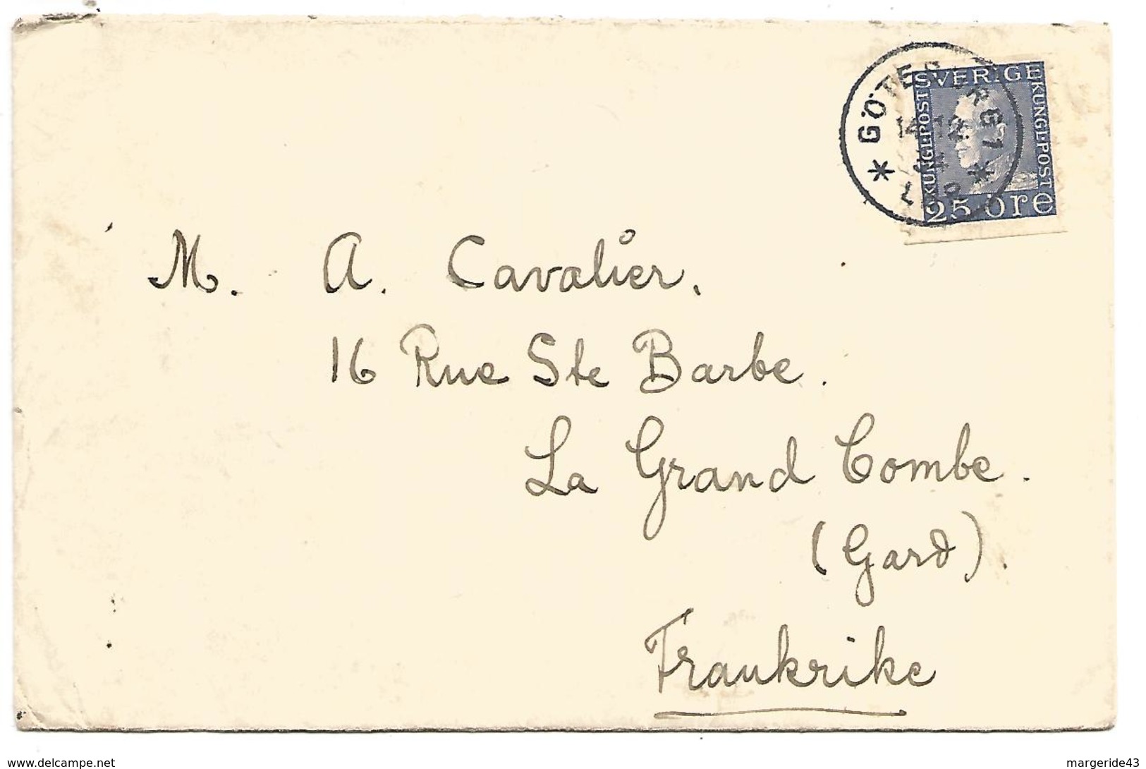 SUEDE LETTRE DE GÖTEBORG POUR LA FRANCE DU 14/12/1934 - 1920-1936 Francobolli In Bobina I