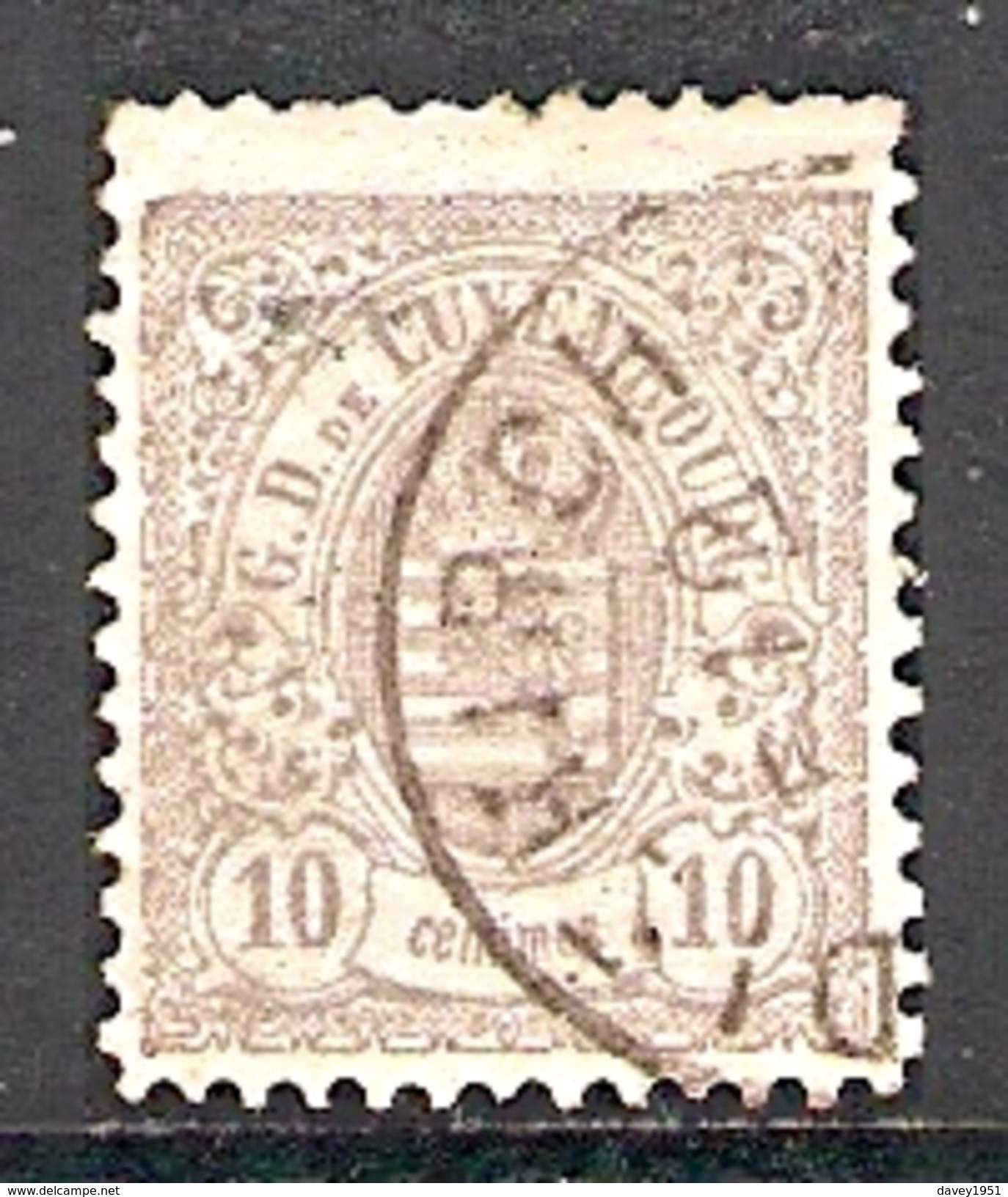 004311 Luxemburg 1880 10c FU Perf 12.5 X 12 - 1859-1880 Wappen & Heraldik