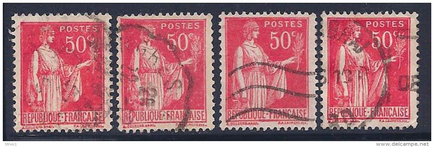 France, Scott # 267 Type 1-4 Used Peace, Olive Branch, 1932 - Gebruikt