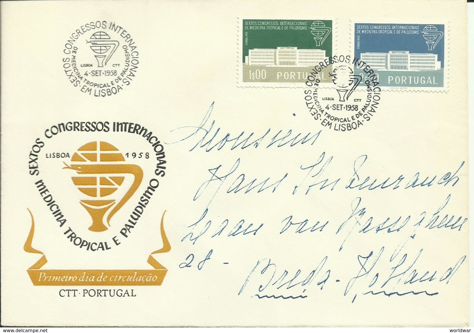 1958  Tropical Diseases Congress Pair On FDC Sent To Breda, Holland - Covers & Documents