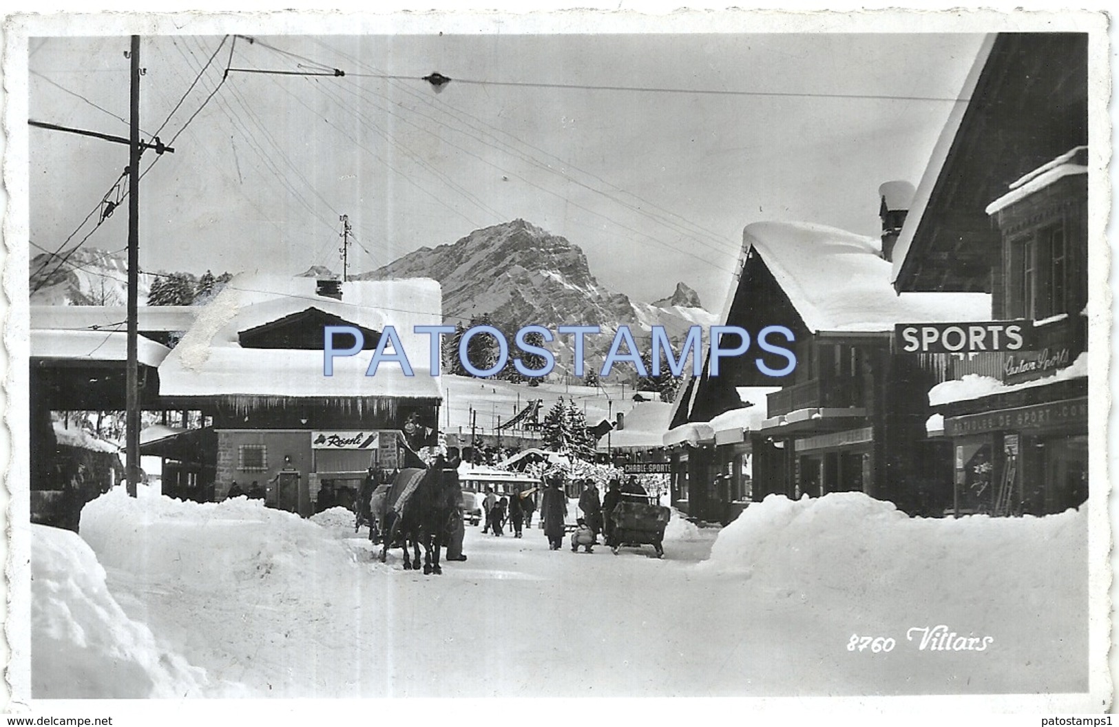 72792 SWITZERLAND VILLARS VIEW STREET SNOW CIRCULATED TO ARGENTINA POSTAL POSTCARD - Villars-les-Moines