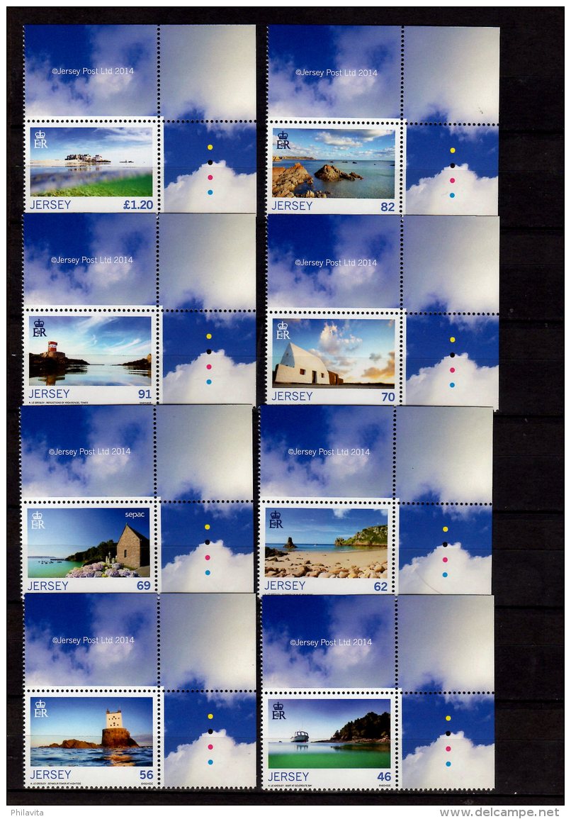 Sepac 2014 Jersey - Jersey Seasons - Summer - Lighthouses, Sea Shore, Castles Of Jersey - Set Of 8 V - Paper - MNH** - Leuchttürme