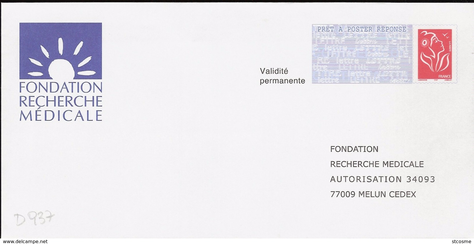 D0937 - Entier / Stationery / PSE - PAP Réponse Lamouche - Fondation Recherche Médicale - Prêts-à-poster:Answer/Lamouche