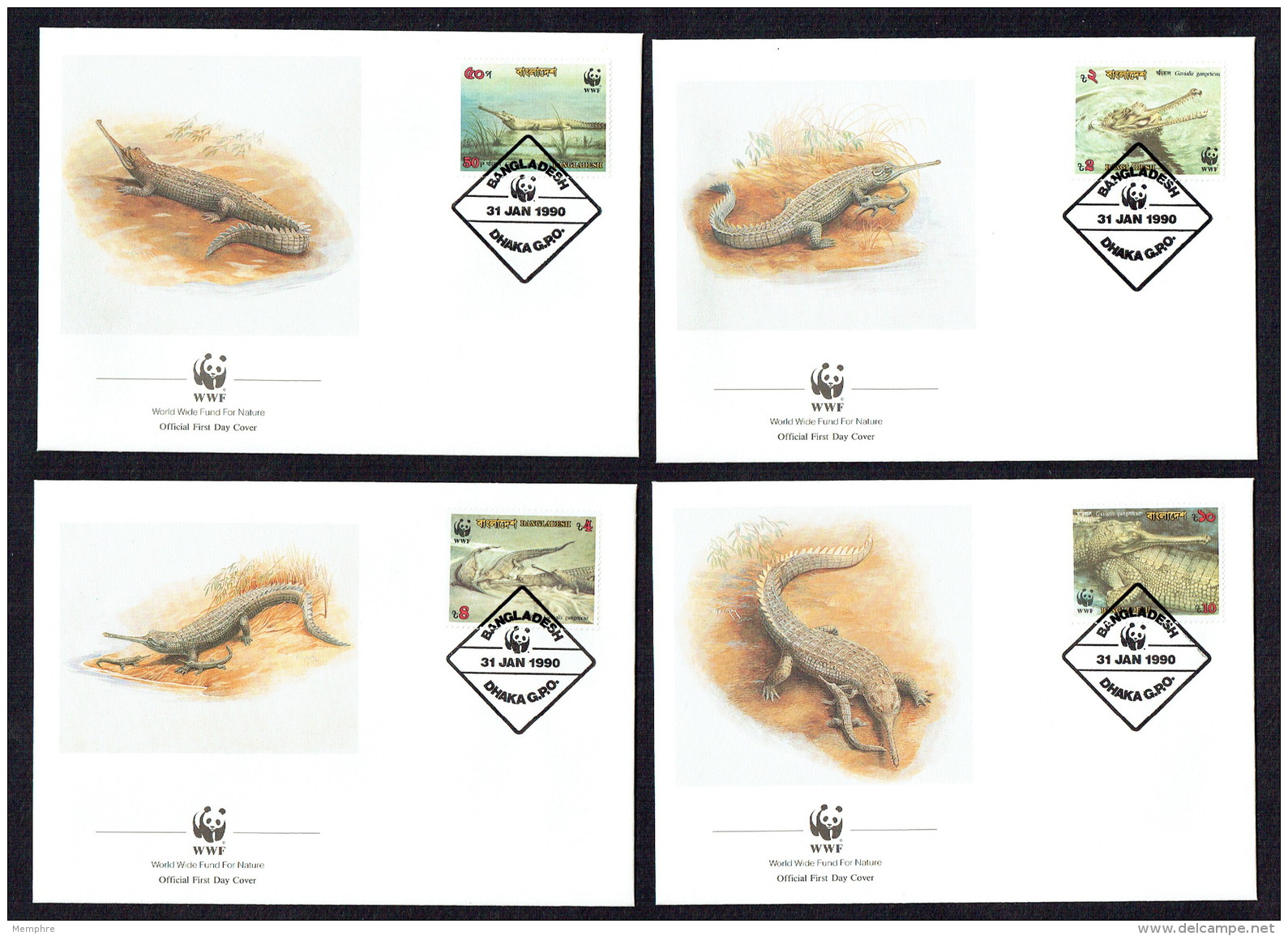 1990  Bangladesh  WWF Gharial WWF FDCs - Bangladesch